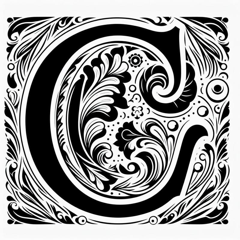 Frottage creation: letter C (version 7)