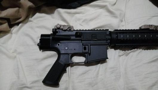 Airsoft M4 CQB endcap modded for JinMing J9 Gel Blaster