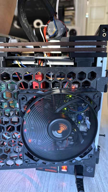 Voron V0 Hinged Rear Panel Hex Mesh with 120mm fan