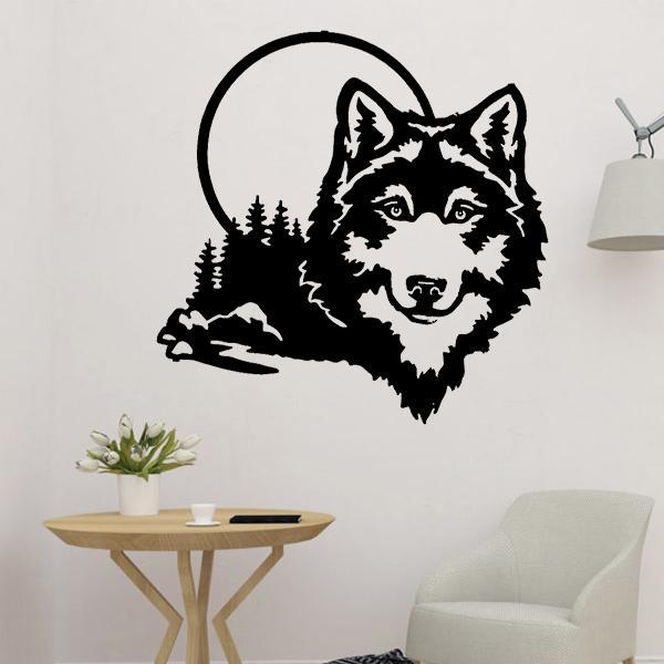 Wolf and Moon Wall Decor