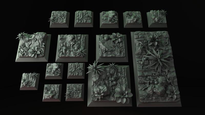 Jungle Square and Round Bases and plants