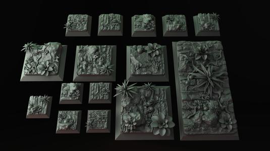 Jungle Square and Round Bases and plants