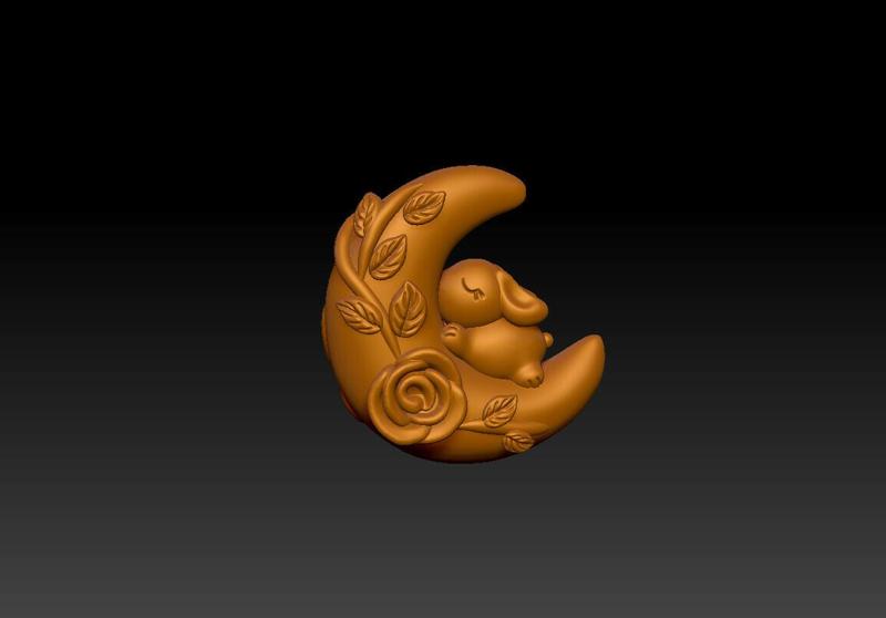 Moon Rose Jade Rabbit Pendant