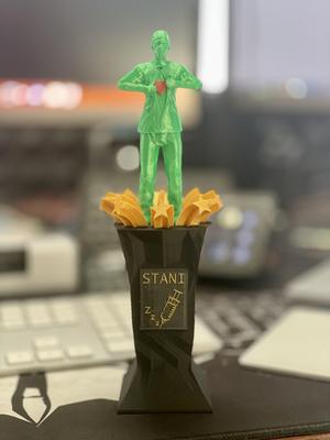 Star trophy with anesthetist superhero