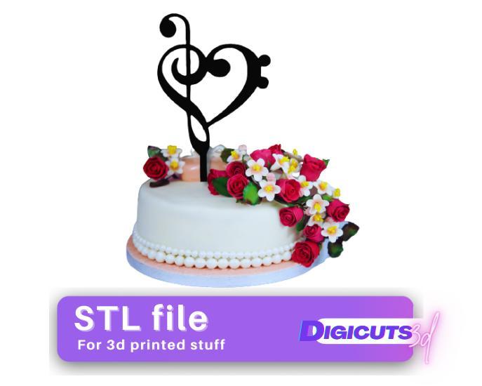 Cake Topper Note with a heart STL
