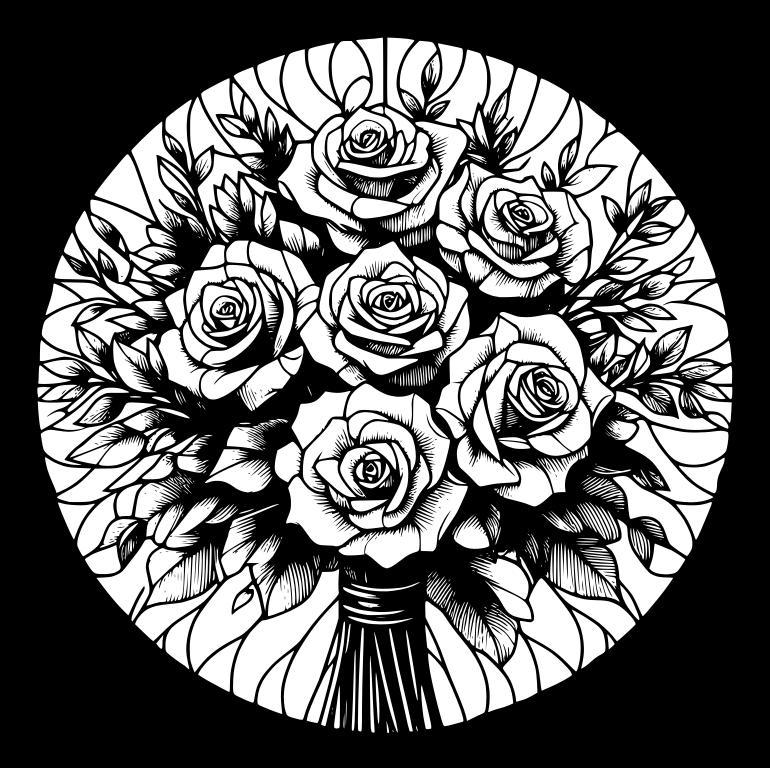 Wall art / fan: Bouquet of roses (two colours)