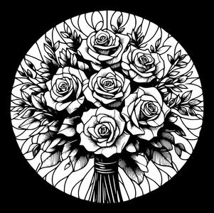 Wall art / fan: Bouquet of roses (two colours)