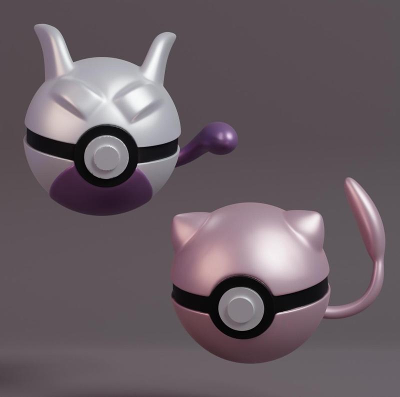 Pokemon Mew and Mewtwo Pokeball