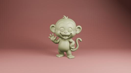 Happy Monkey Cartoon Figure – 3D Printable STL Toy