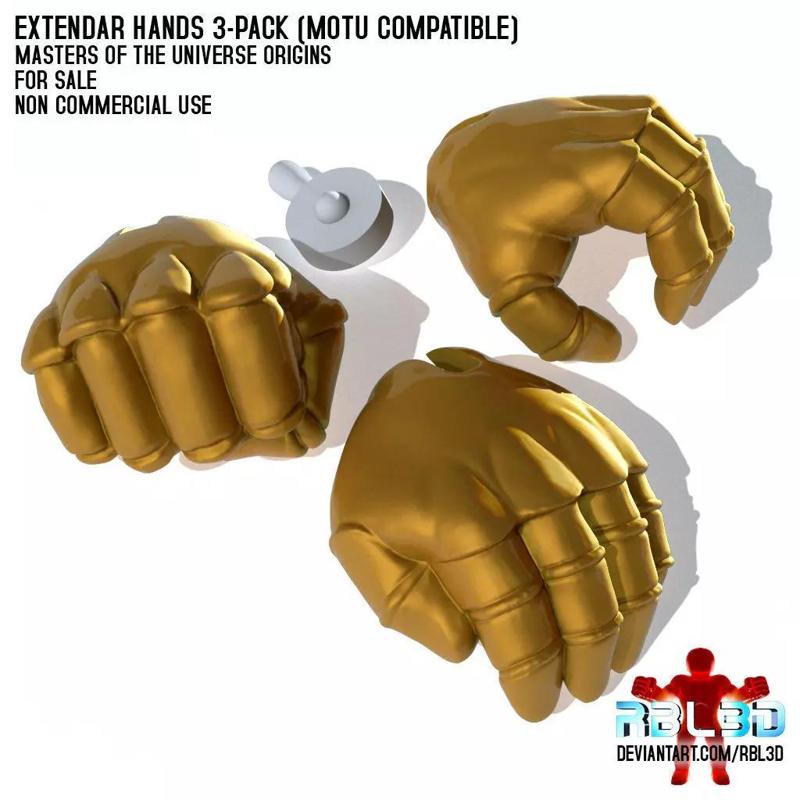 Extendar hands 3-pack motu compatible