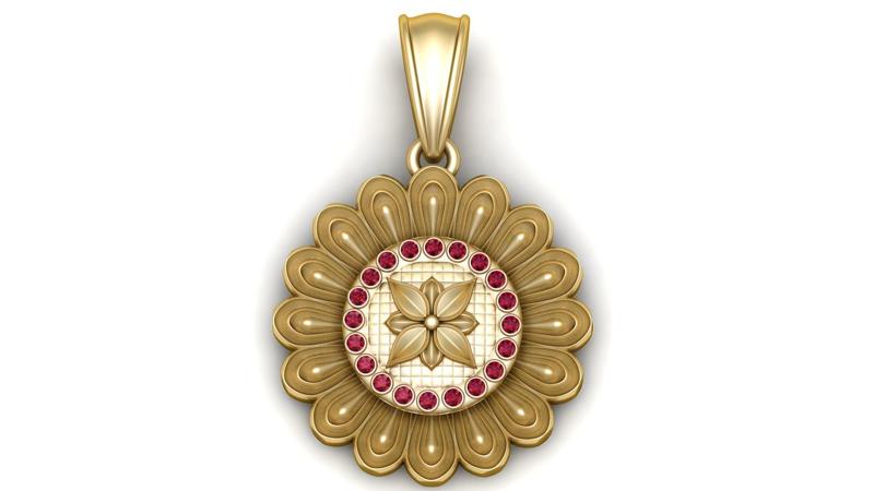 Golden Plated Daisy Birthstone Pendant – 3D Printable Model