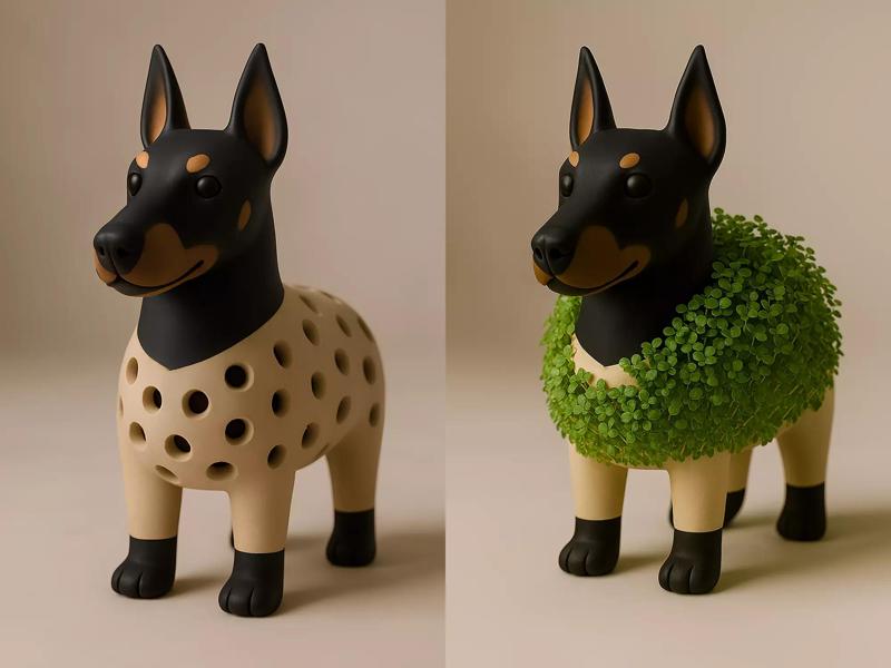 Doberman dog Sprouter Seed Chia Radish Lentil Germinator toy