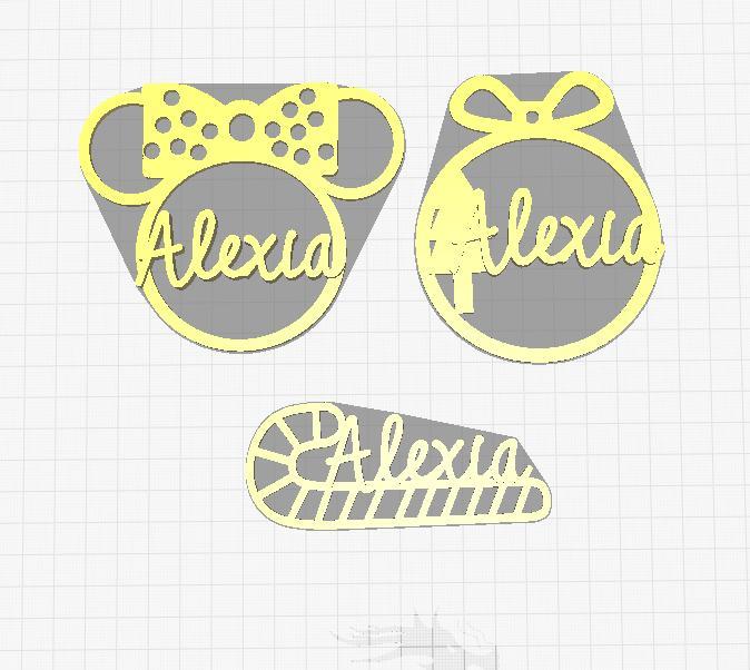 3 baubles, mickey, minnie,