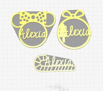 3 baubles, mickey, minnie,