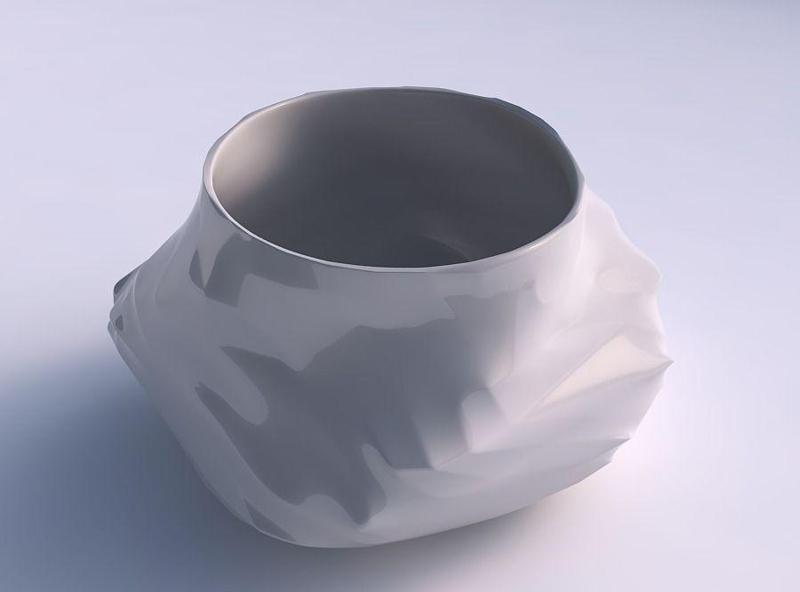 Bowl twisted elipse with fibers smooth inside