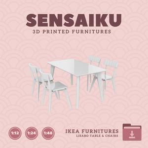 Miniature Replica LISABO Table and Chair Combination 3 for Miniature Dollhouse - IKEA (1:12,24,48) - 3D Print Instant Download