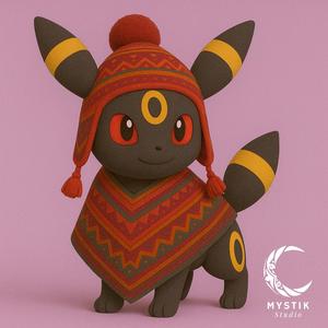 Andean Umbreon - Dark and elegant Pokémon figure with cultural style STL
