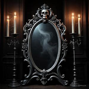 mirror with gothic candles
