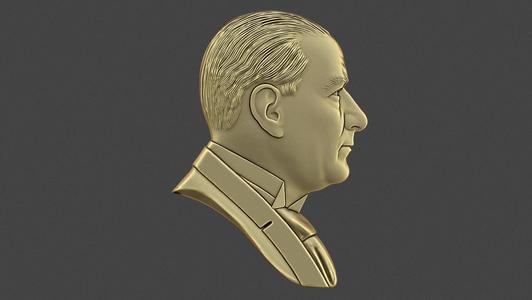 Gazi Mustafa Kemal Ataturk Bas Relief 3D Model
