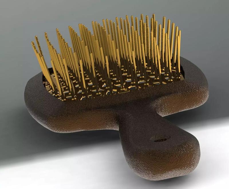 Hollow hair comb bronze with yellow insert