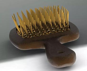 Hollow hair comb bronze with yellow insert