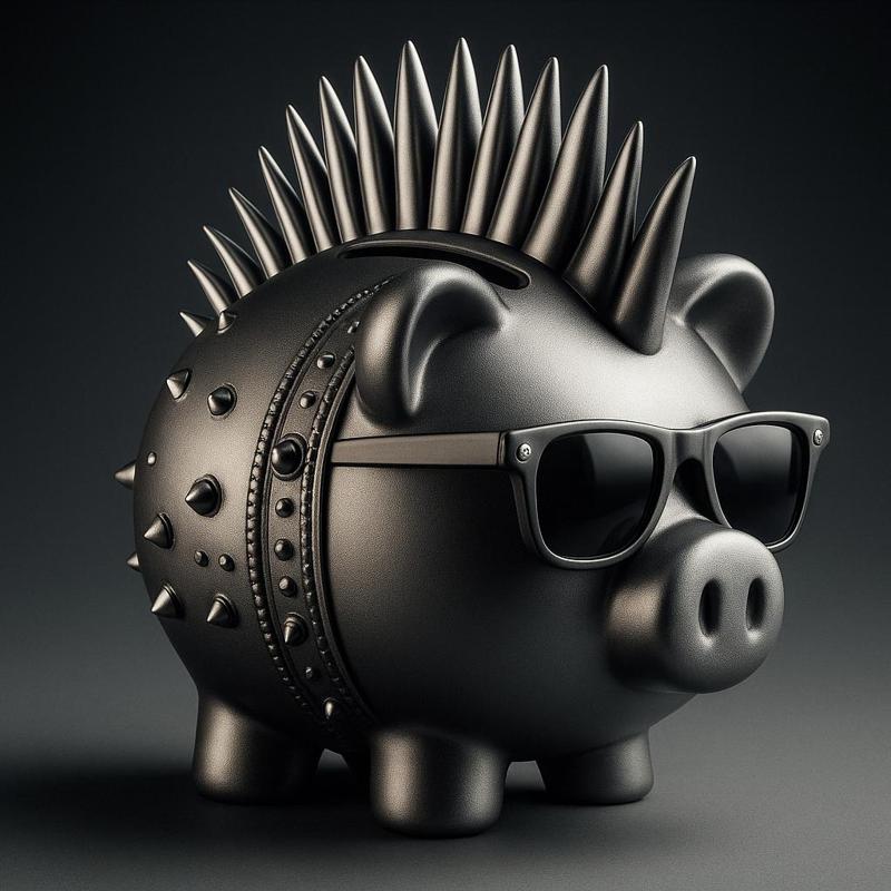 Punk Piggy Bank with 2 coint slots