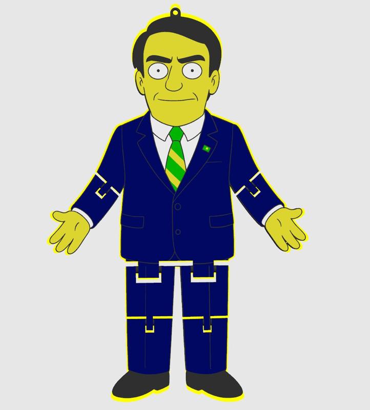 Keychain Jair Messias Bolsonaro President Brazil Simpsons Parody Flexible