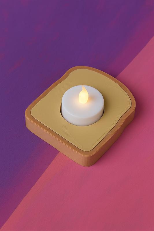 Stylish Toast-Shaped LED Tealight Holder – Modern Home Accessory