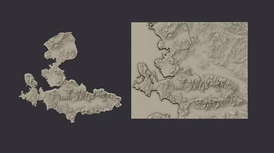 izmir city 3d terrain map