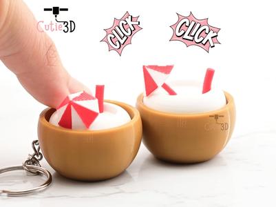 Cutie3D Coconut Cocktail Tropical Summer Keycap Fidget Clicker Keychain - Cute Backpack Keychain