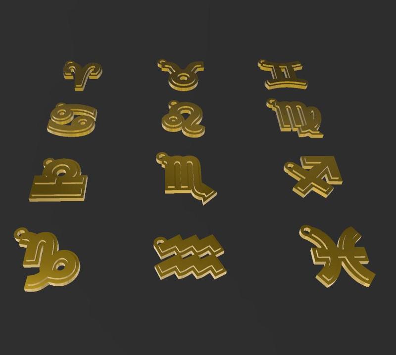 Zodiac signs Keychain Necklace HD4