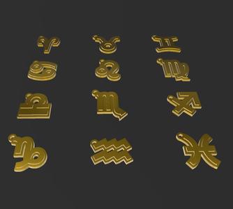 Zodiac signs Keychain Necklace HD4