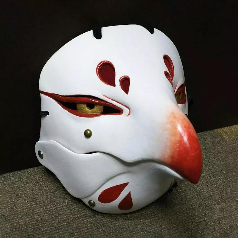 White Tengu Bird Red Beak Mask toy