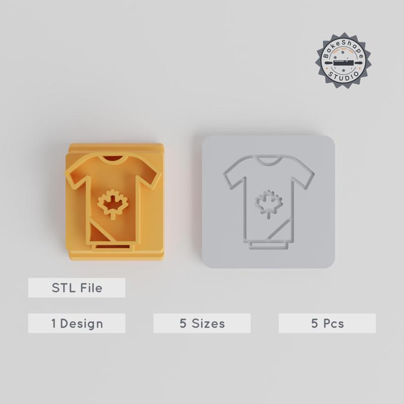 5-Piece Shirt Stamp Tile Collection, 20-40mm Motifs for Clay, Cookies & Fondant PRODUCT_5534