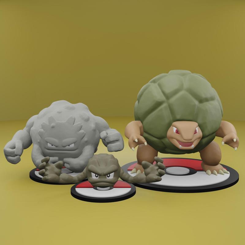 Pokemon No. 074-076 Geodude, Graveler, Golem