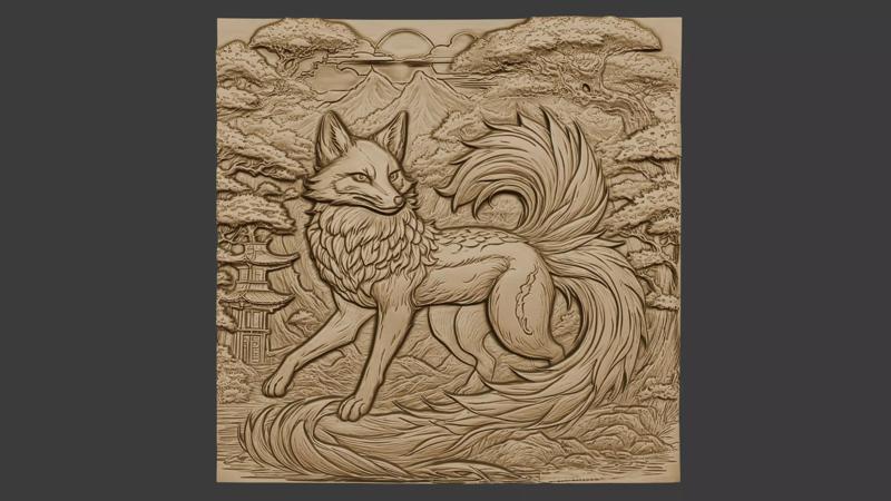wolf art relief