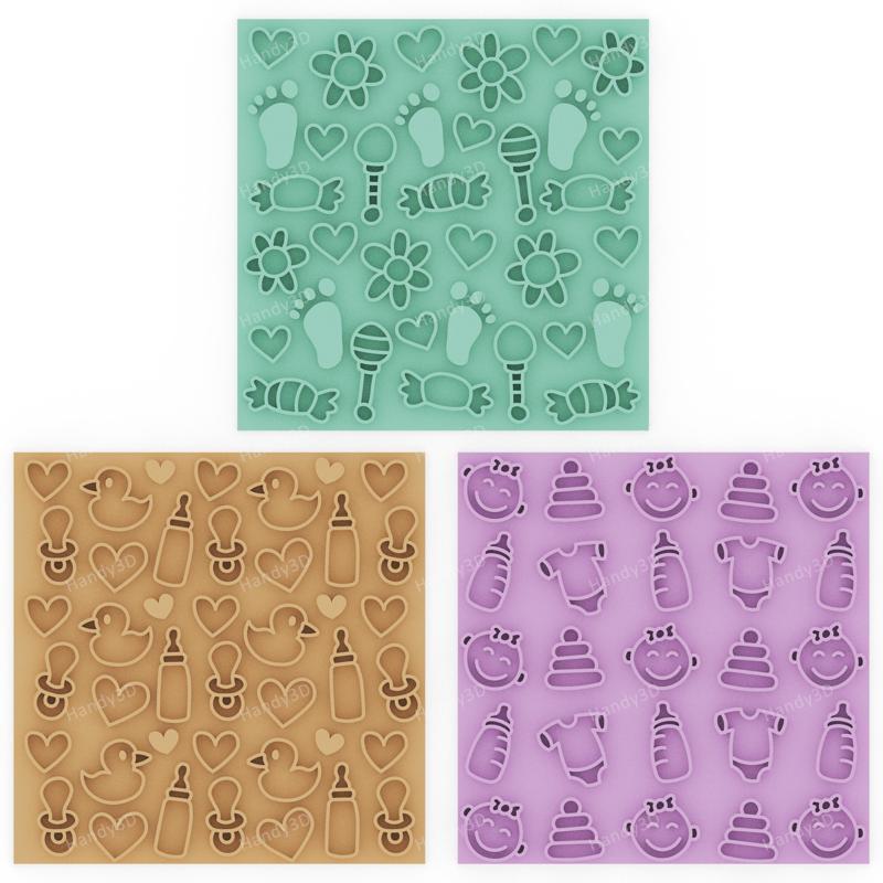 Baby Shower Cookie Texture Set V1 - 3 Cute Embosser Designs