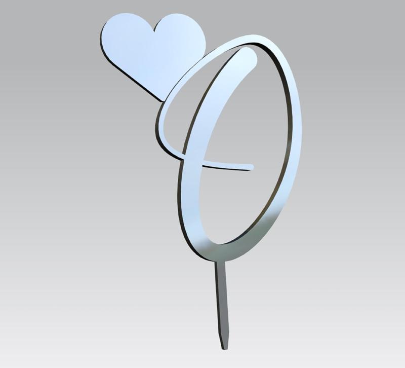 Cake Topper with Heart – Letter O
