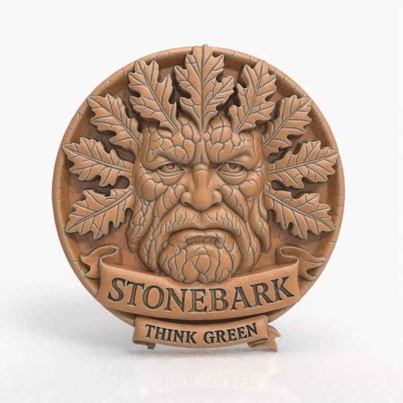 Green Man Stonebark Elemental Round Plaque