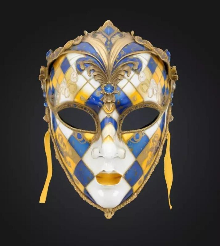 Masquerade Full Face Mask - Prom Unisex Embroidered Mask