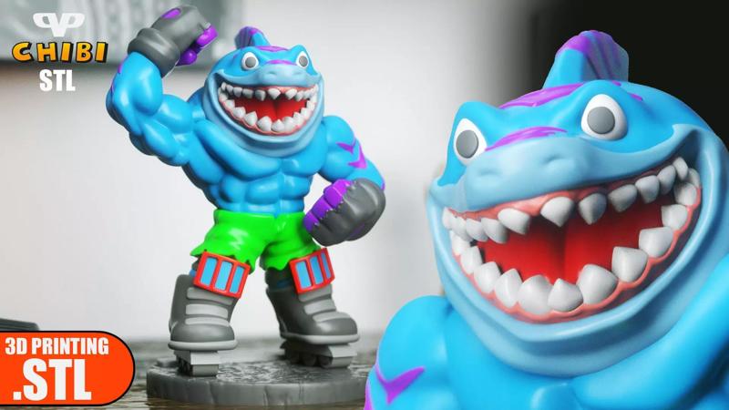 Street Sharks Streex Chibi STL for 3D Printing ChibiSTL 3DXM