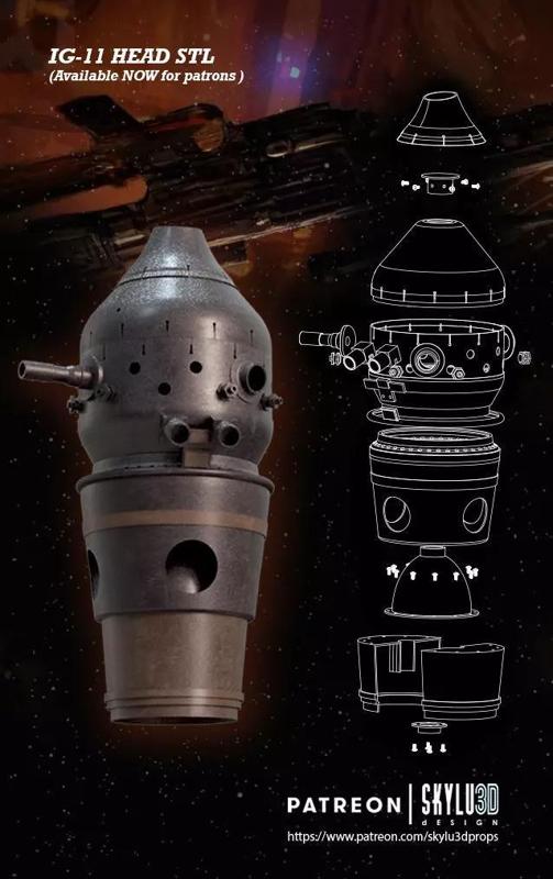 IG-11 Life Size Droid Head 3D print ready STL - The Mandalorian