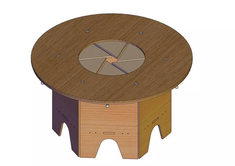 Wood Rotating  Dining Table Design-6 blade-diameter1450mmV1