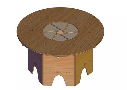 Wood Rotating  Dining Table Design-6 blade-diameter1450mmV1