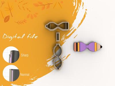 Pencil Bow Template 2 Polymer Clay Cutter | Digital STL File | 5 Sizes