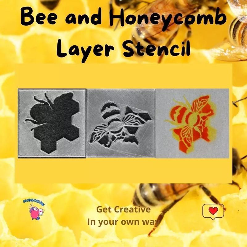 Bee and Honeycomb Layer Stencil