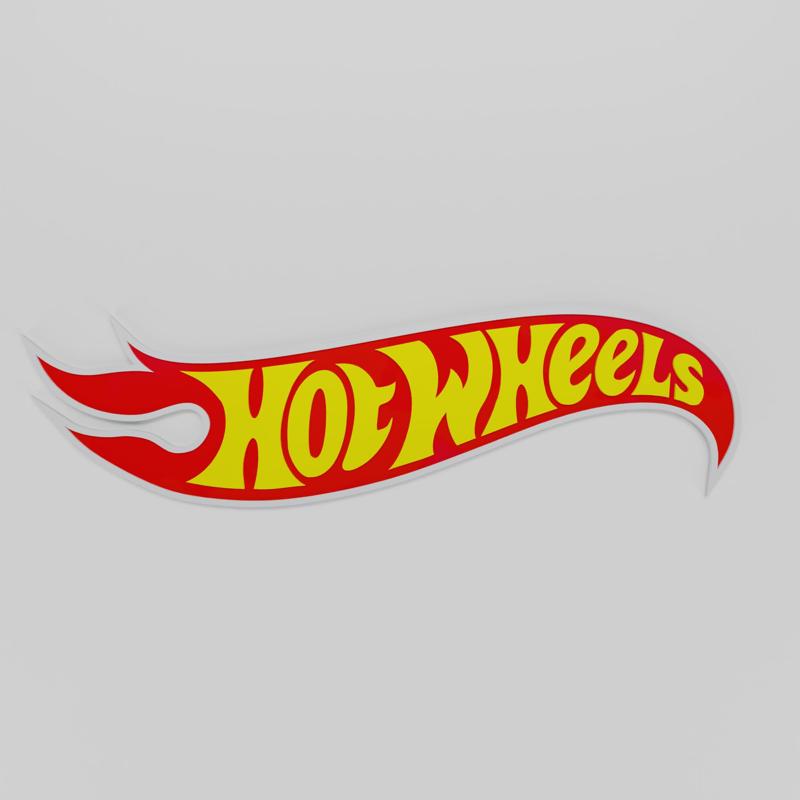 Hot Wheels Logo Stl Step Fbx | 3D Print, CNC, Animation Model | Car Lover Garage Decor | RC Diorama Sign