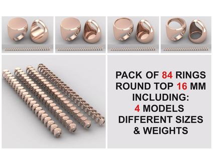 Pack of 84 rings round top 16mm in all sizes 176-MWCG 3D Model Collection