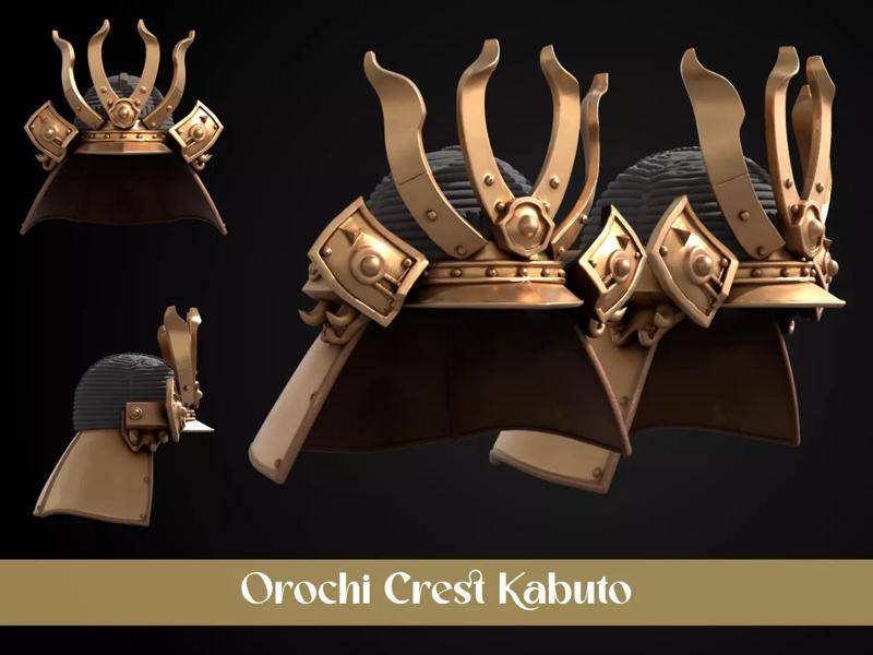 Stylized Samurai Helmet - Orochi Crest Kabuto