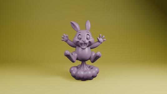 Funny Bunny on Fart Cloud STL File – Attitude Desk Toy